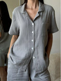 Button Up Short Sleeve Shirt and Shorts Set