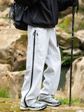 Men's Wide Leg Pants with Zipper