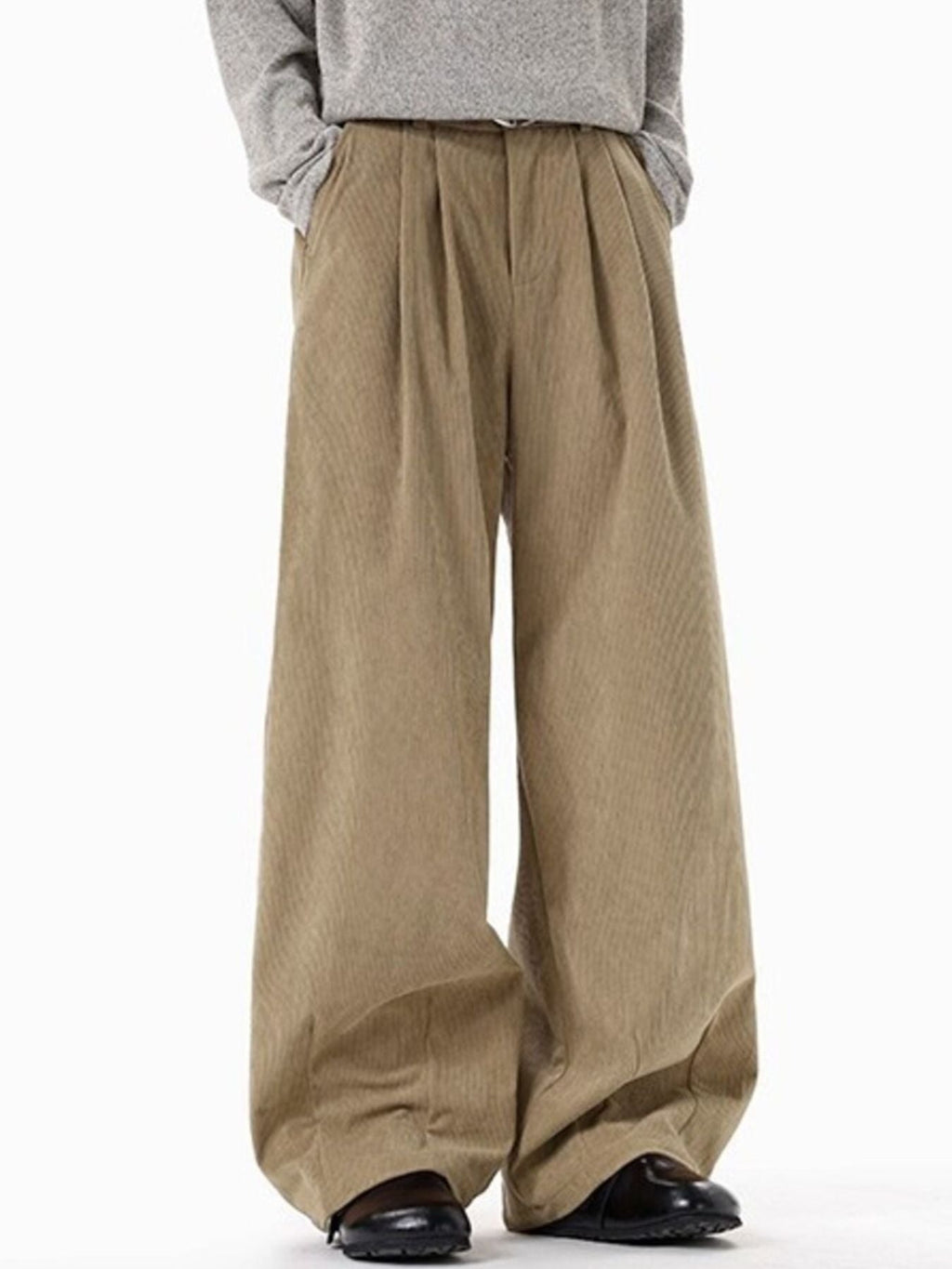 Men's Plus Size Pleated Detail Wide Leg Pants