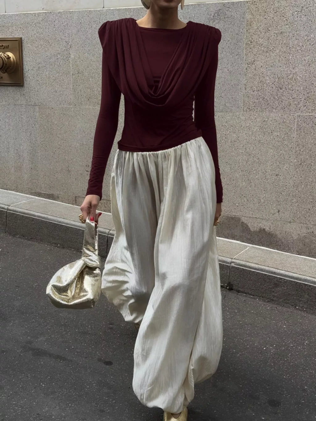 Ruched Long Sleeve T-Shirt