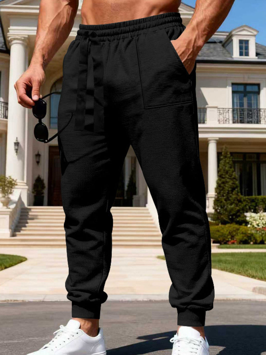 Men's Full Size Drawstring Waist Joggers Plus Size