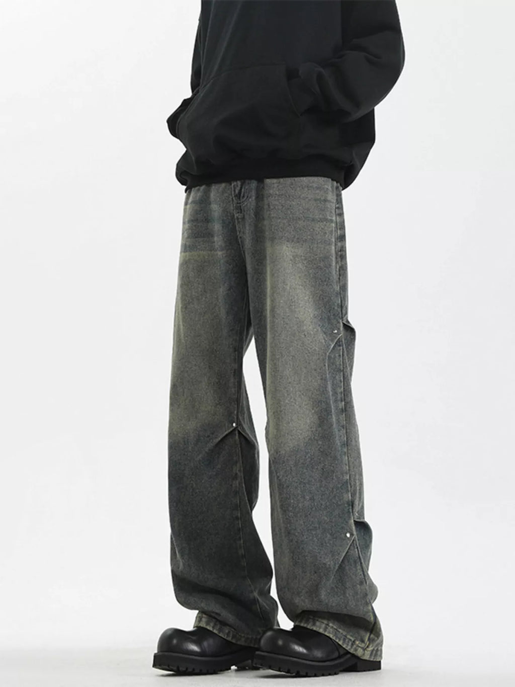 Men's Full Size Vintage Wash Wide Leg Jeans Plus Size