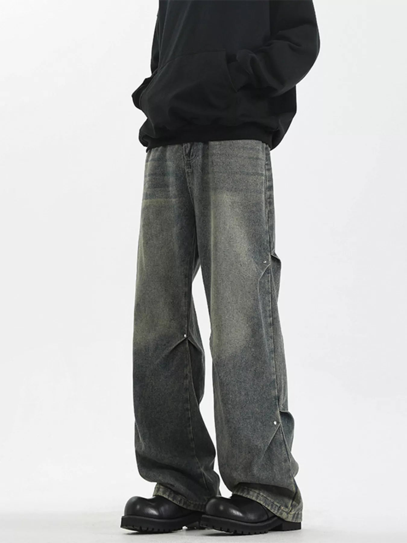 Men's Full Size Vintage Wash Wide Leg Jeans Plus Size
