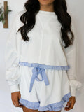 Contrast Trim Round Neck Top and Shorts Set