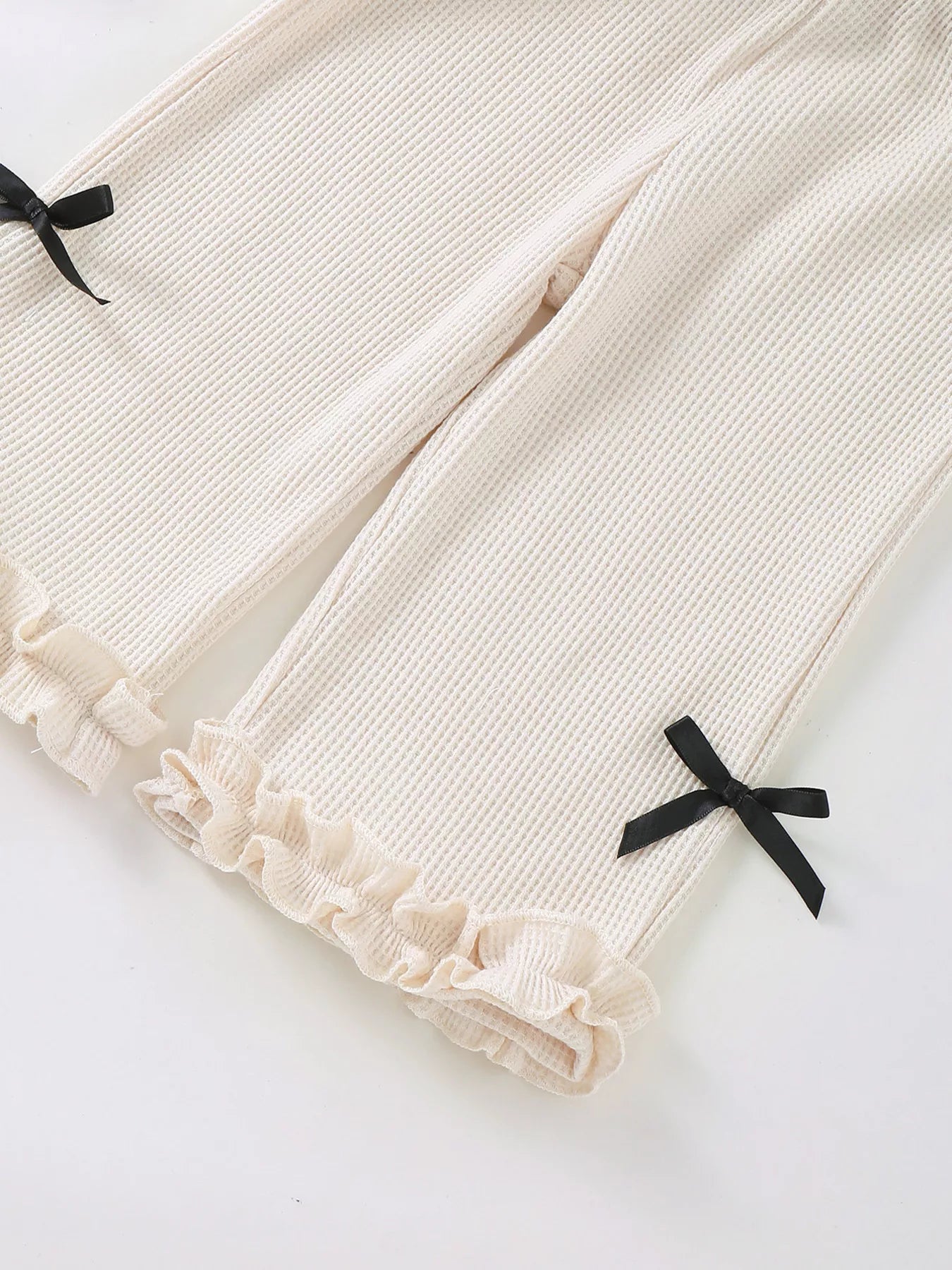 Children's Bow Waffle Knit Top and Pants Set