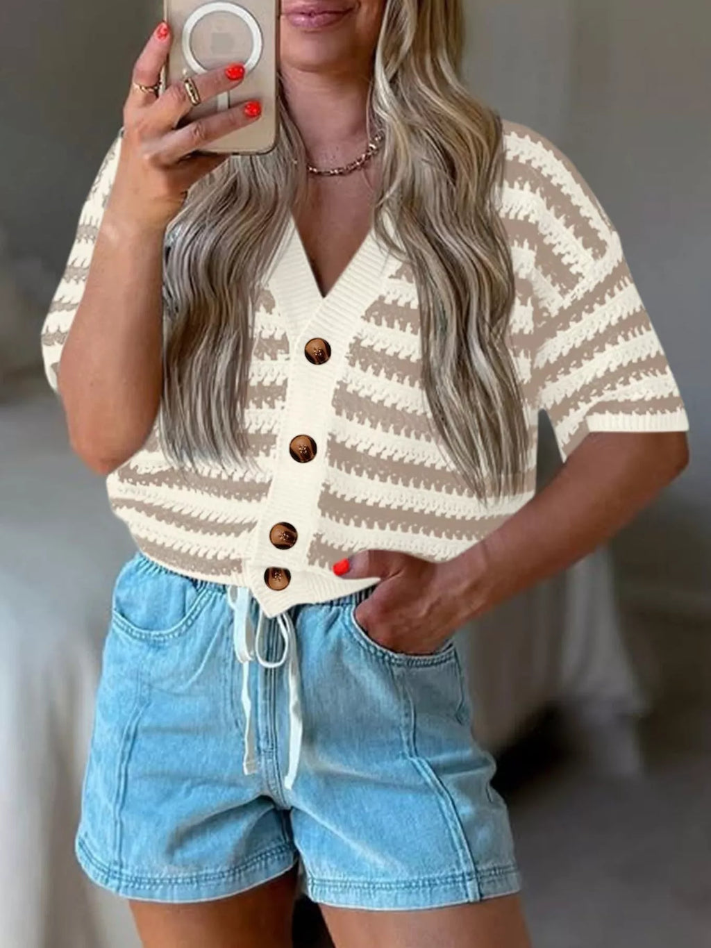 Striped Button Up Cardigan