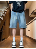 Men's Full Size Drawstring Wide Leg Denim Shorts Plus Size