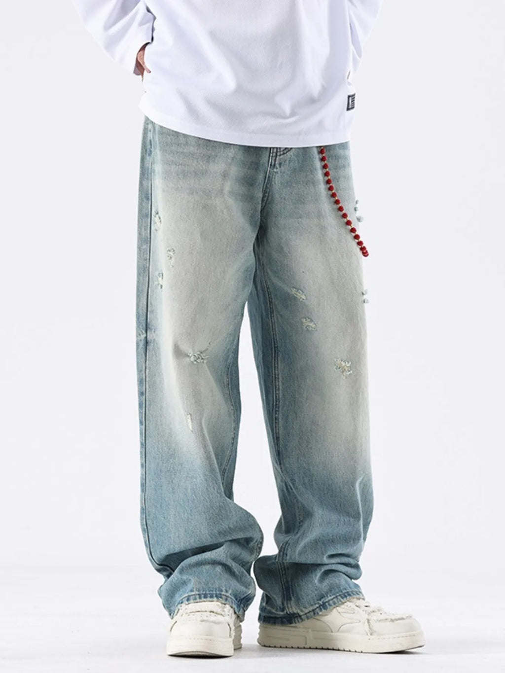 Men's Distressed Wide Leg Jeans