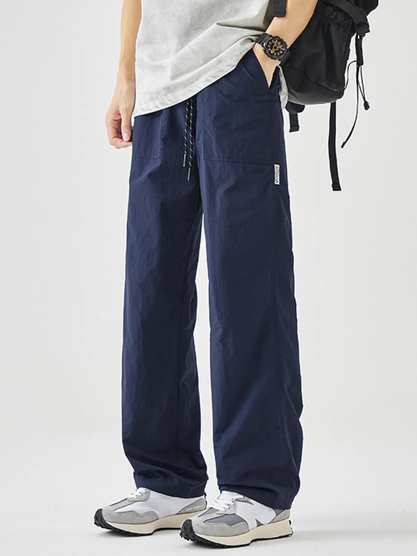 Men's Plus Size Drawstring Wide Leg Pants