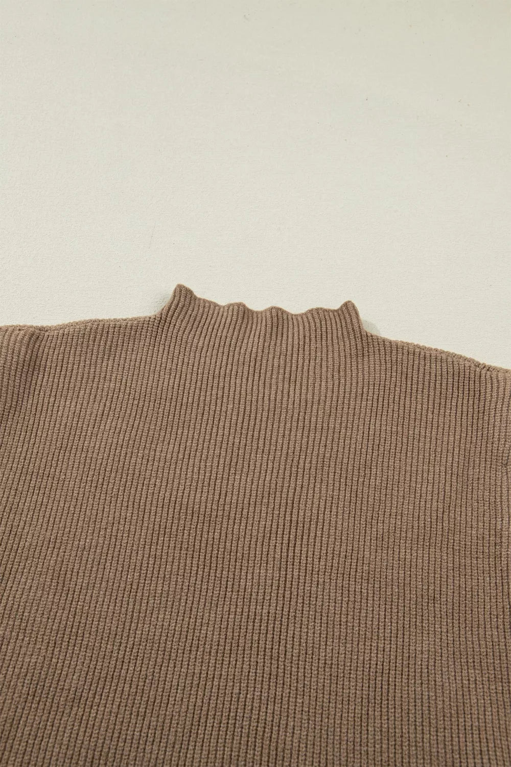 Solid Color Ribbed Knit Mock Neck Loose Sweater Vest