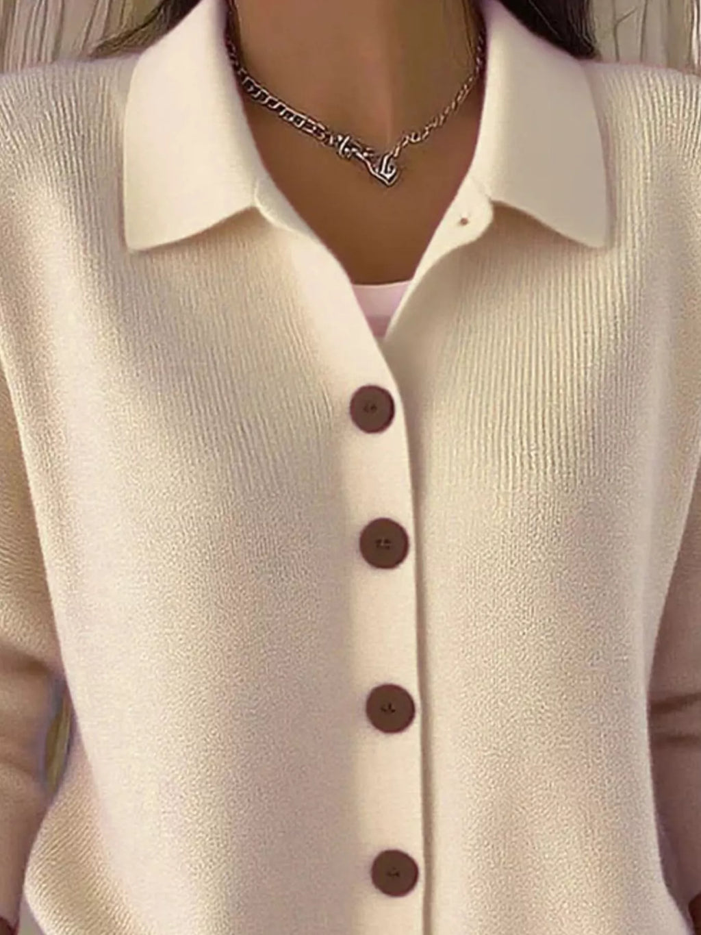Full Size Button-Down Knit Cardigan Plus Size