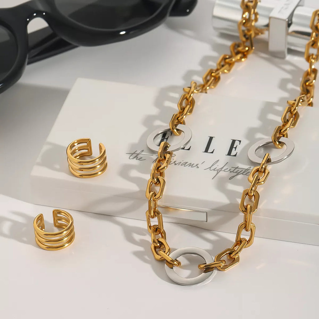 Stainless Steel Chain Link Circle Necklace