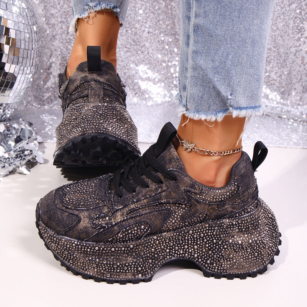 Rhinestone Lace Up Sneaker