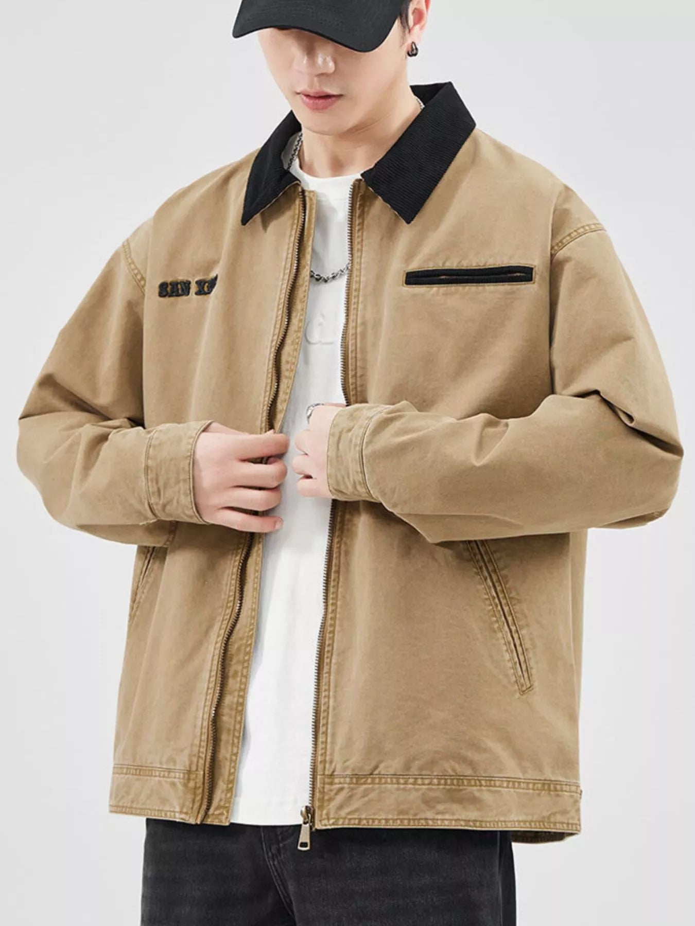 Men's Plus Size Zip Up Long Sleeve Jacket