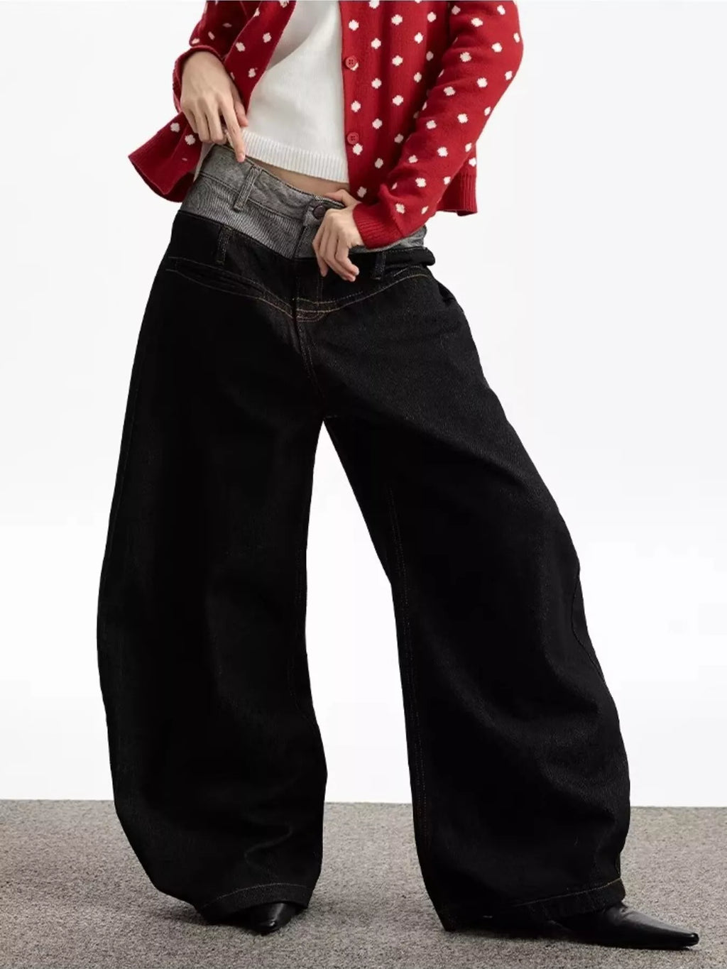 Men's Double Waist Wide Leg Jeans