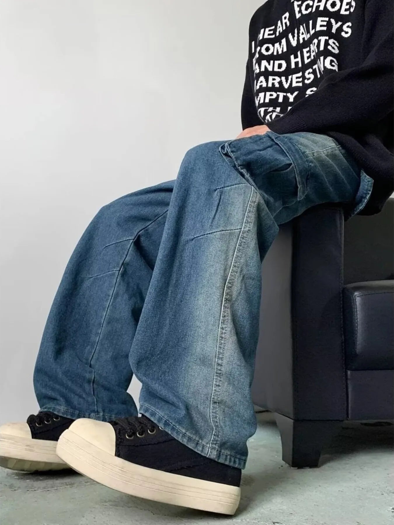 Men's Full Size Cargo Wide Leg Baggy Jeans Plus Size