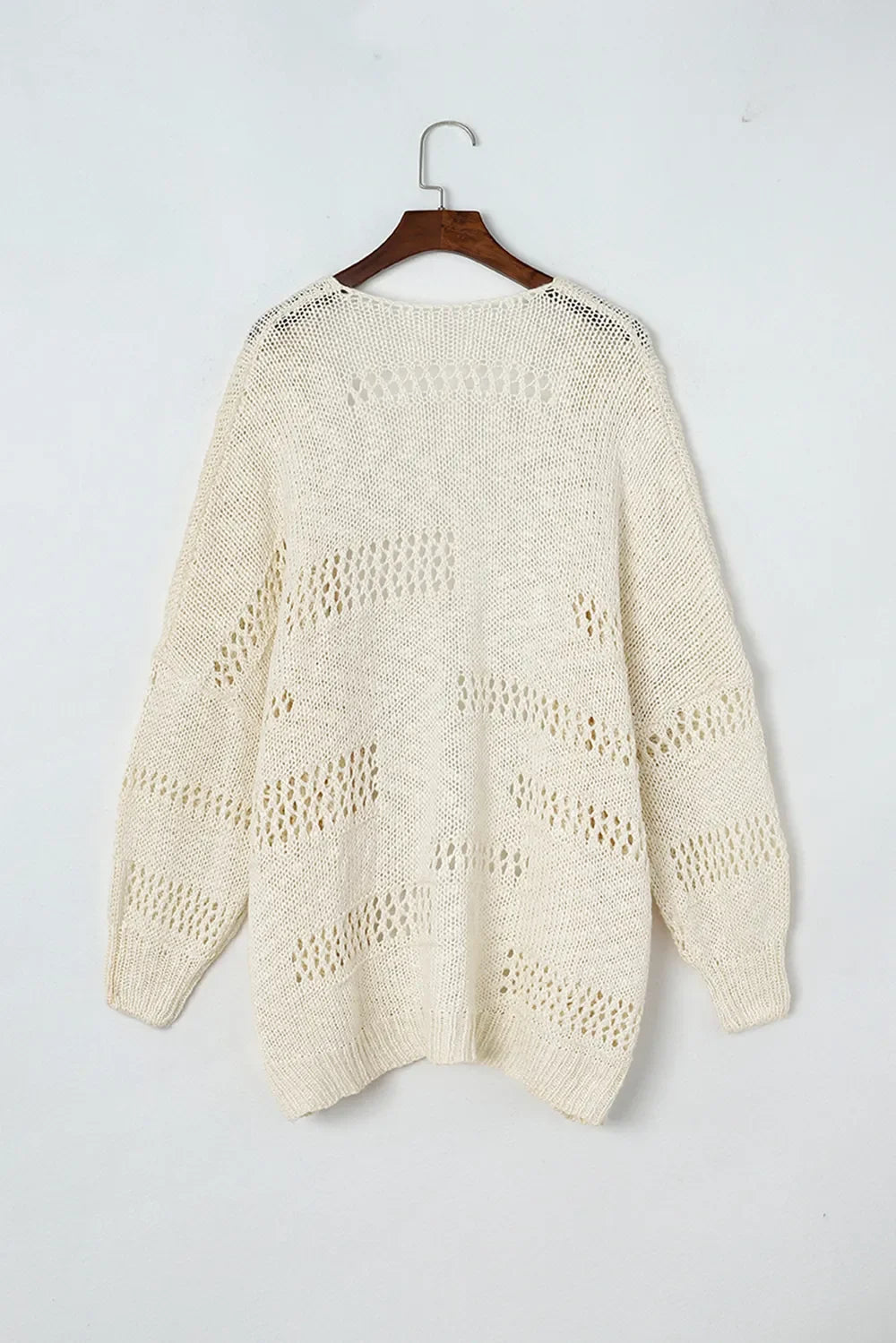 Openwork Open Front Long Sleeve Cardigan