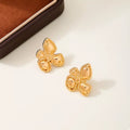 18K Gold-Plated Alloy Flower Stud Earrings