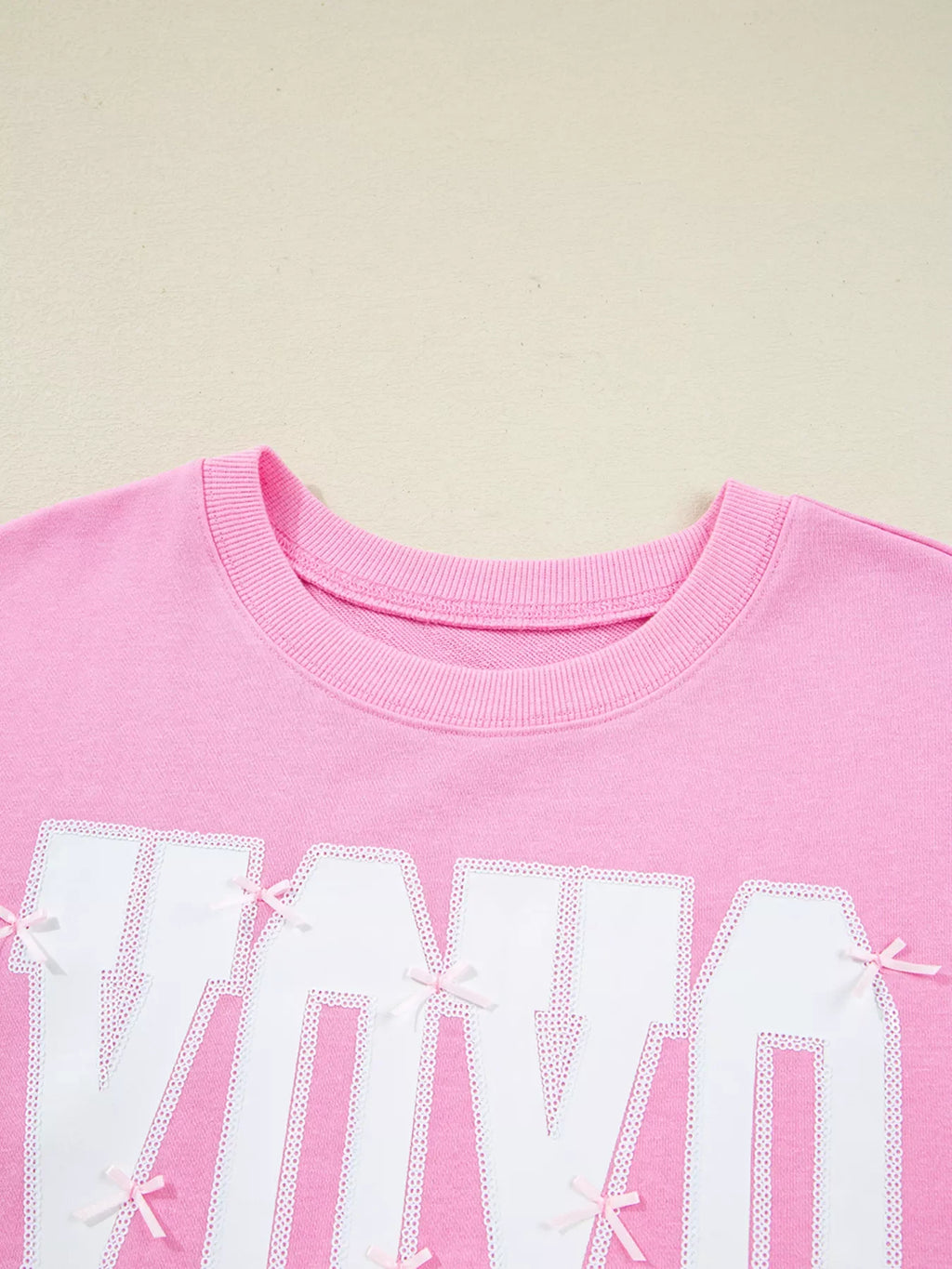Sequin XOXO Letter Graphic Exposed Seam Baggy Sweatshirt