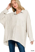 Zenana Woven Stripe Button Down Shirt