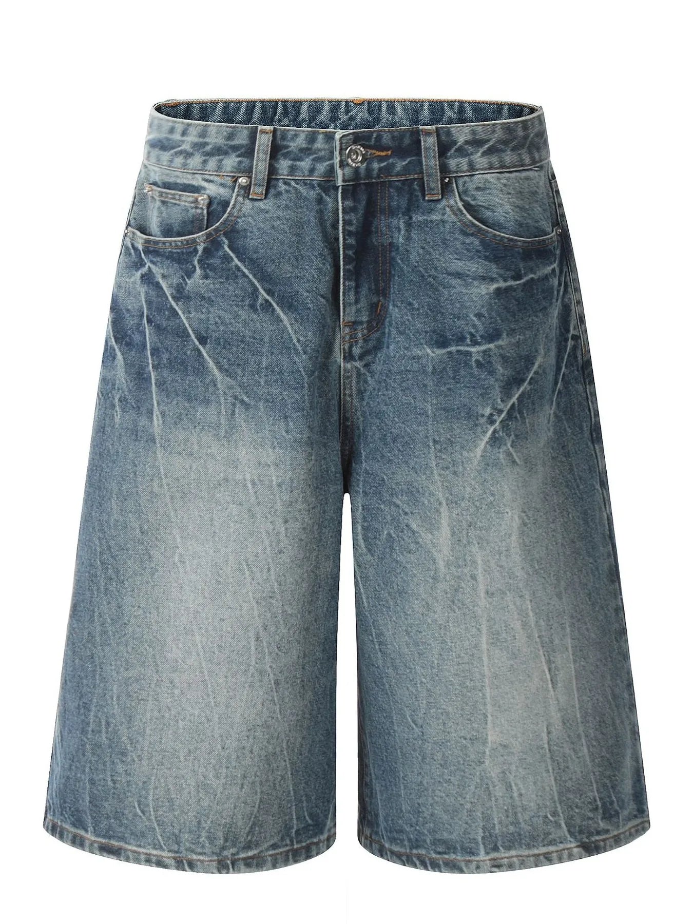 Men's Wash Wide-Leg Denim Shorts