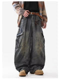 Men's Full Size Wide Leg Cargo Jeans Plus Size