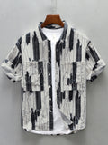 Men's Plus Size Printed Button Up Short Sleeve Shirt