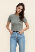 Solid Color Round Neck T Shirt