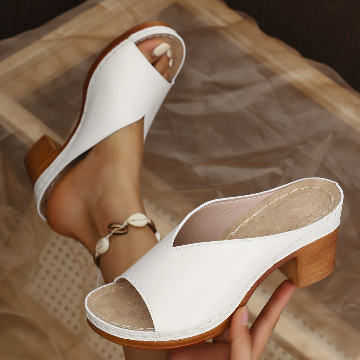 Open Toe Block Heel Sandals