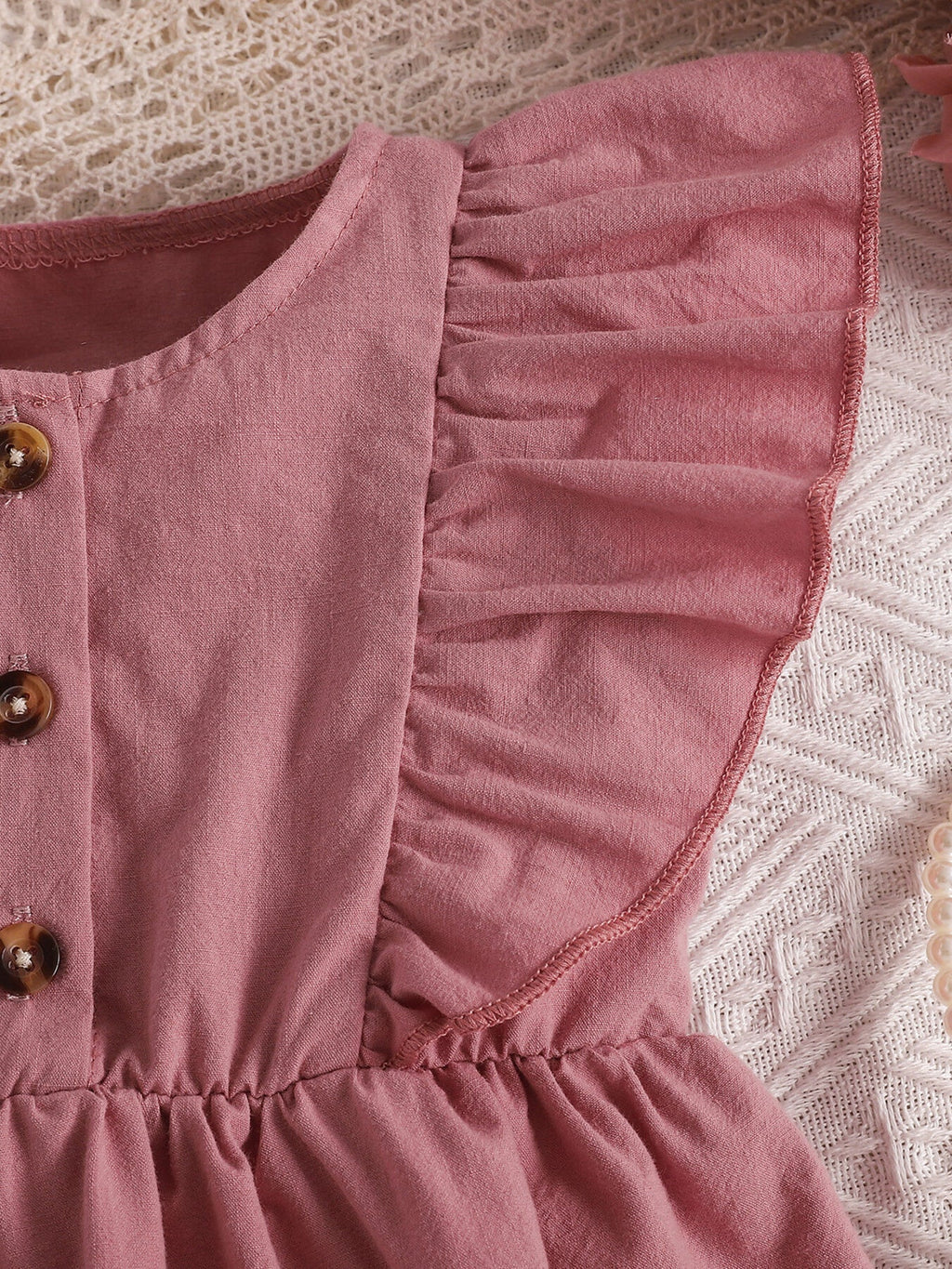 Children's Ruffle Trim Button Front Top and Shorts Set