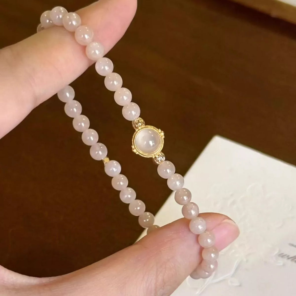 18K Gold-Plated Moonstone Bead Bracelet