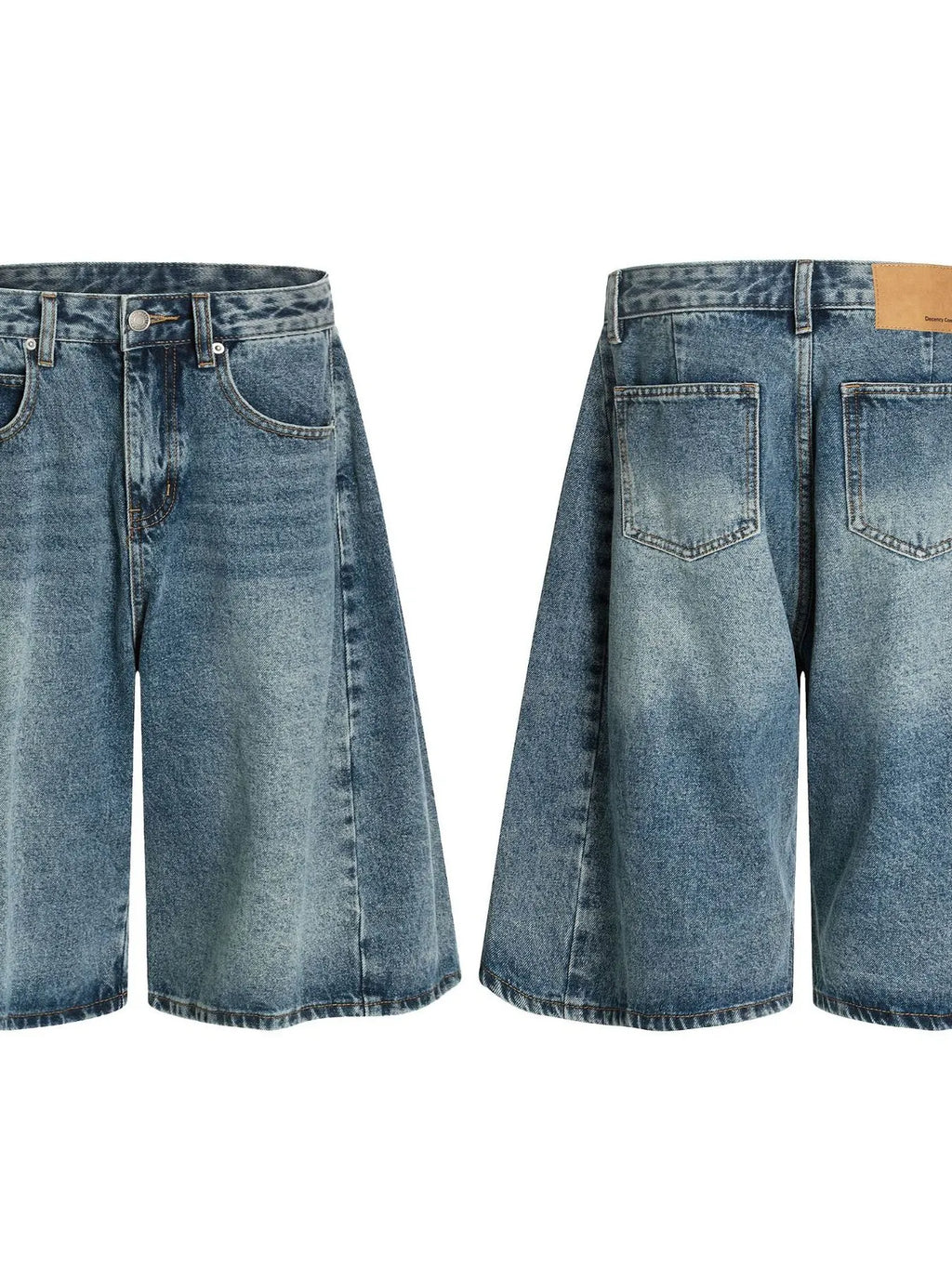 Men's Washed Wide-Leg Denim Shorts