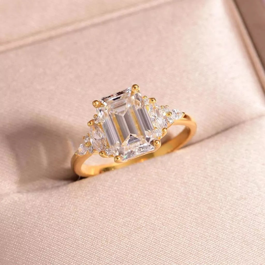 3 Carat Moissanite 925 Sterling Silver Rectangle Ring