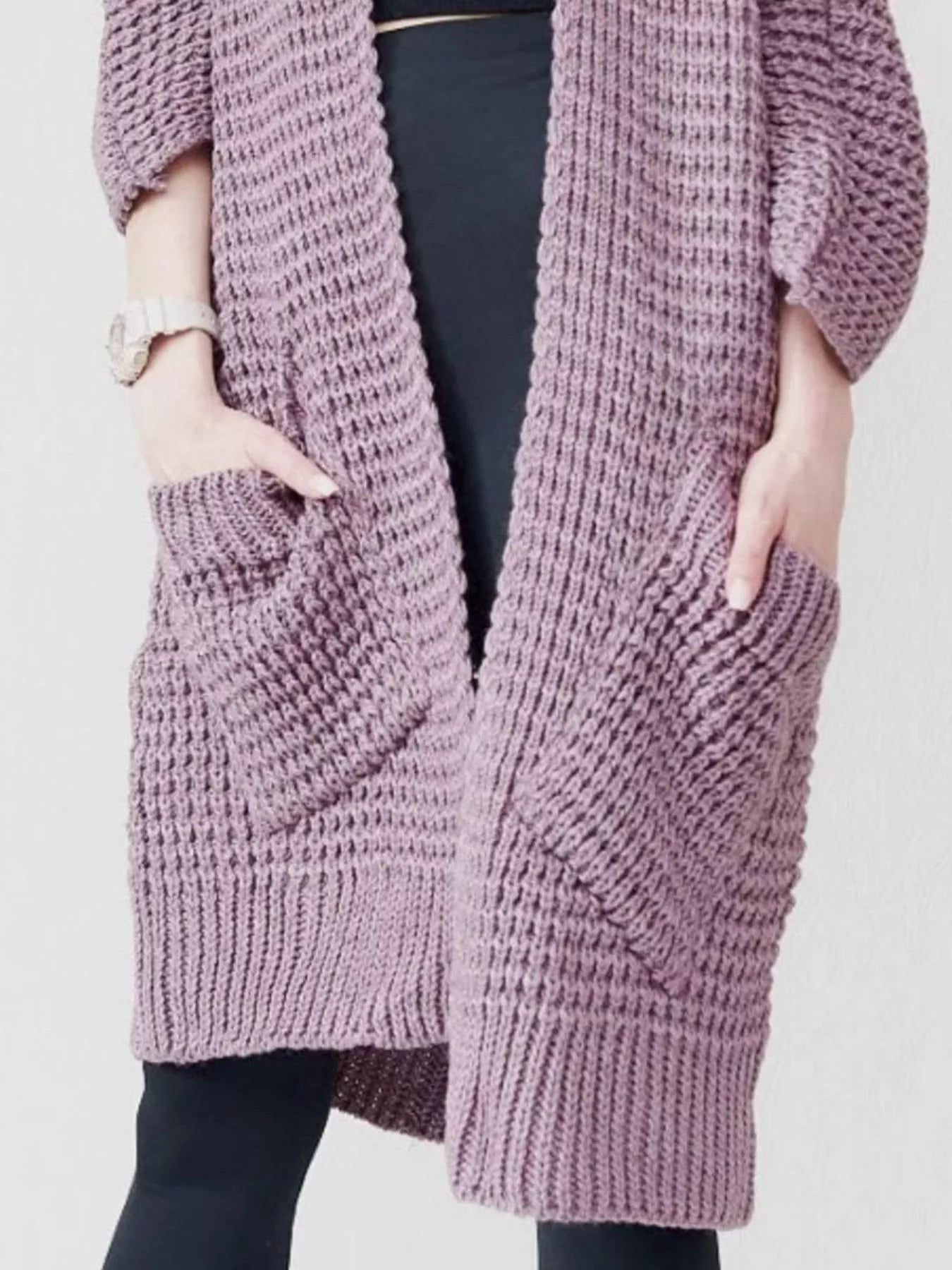 Full Size Chunky Knit Open Front Cardigan Plus Size