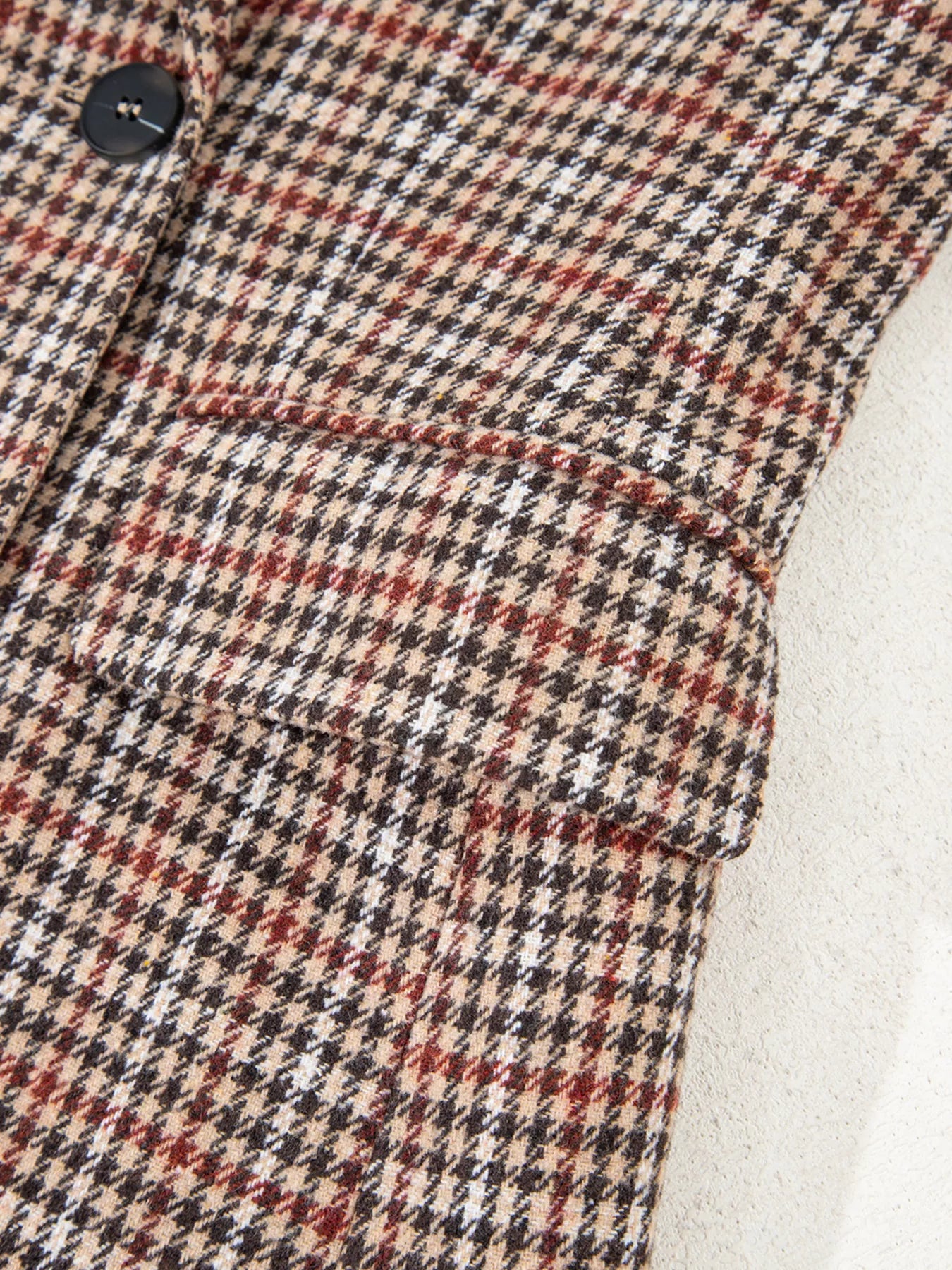 Houndstooth Lapel Collar Blazer