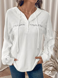 Lace Detail Long Sleeve Drawstring Hoodie