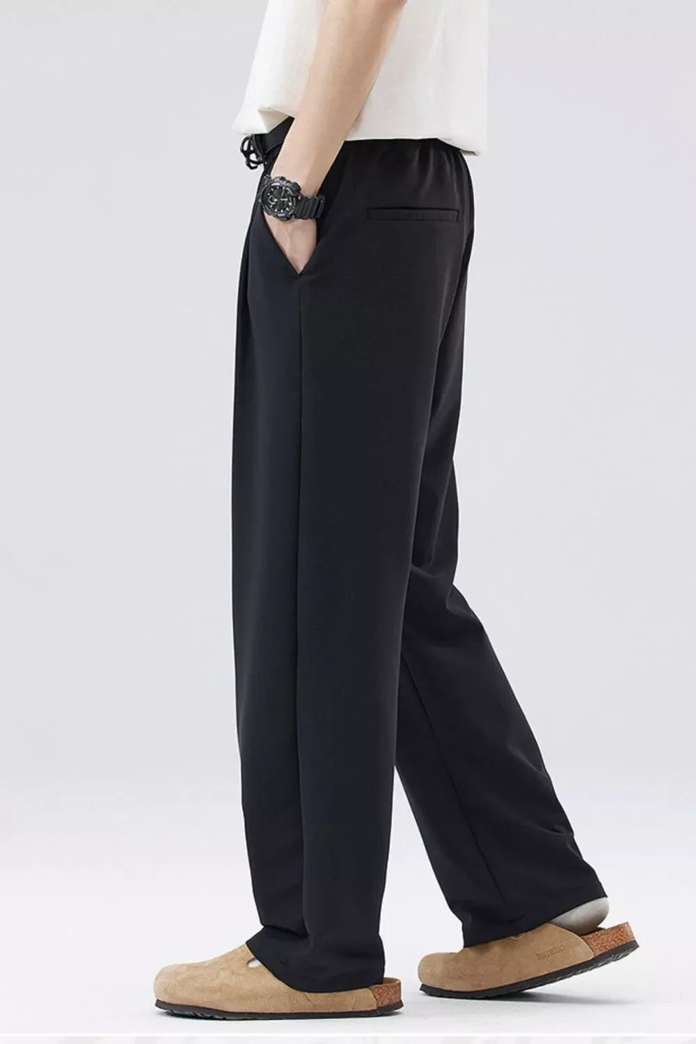 Men's Full Size Loose Fit Casual Pleated Pants Plus Size