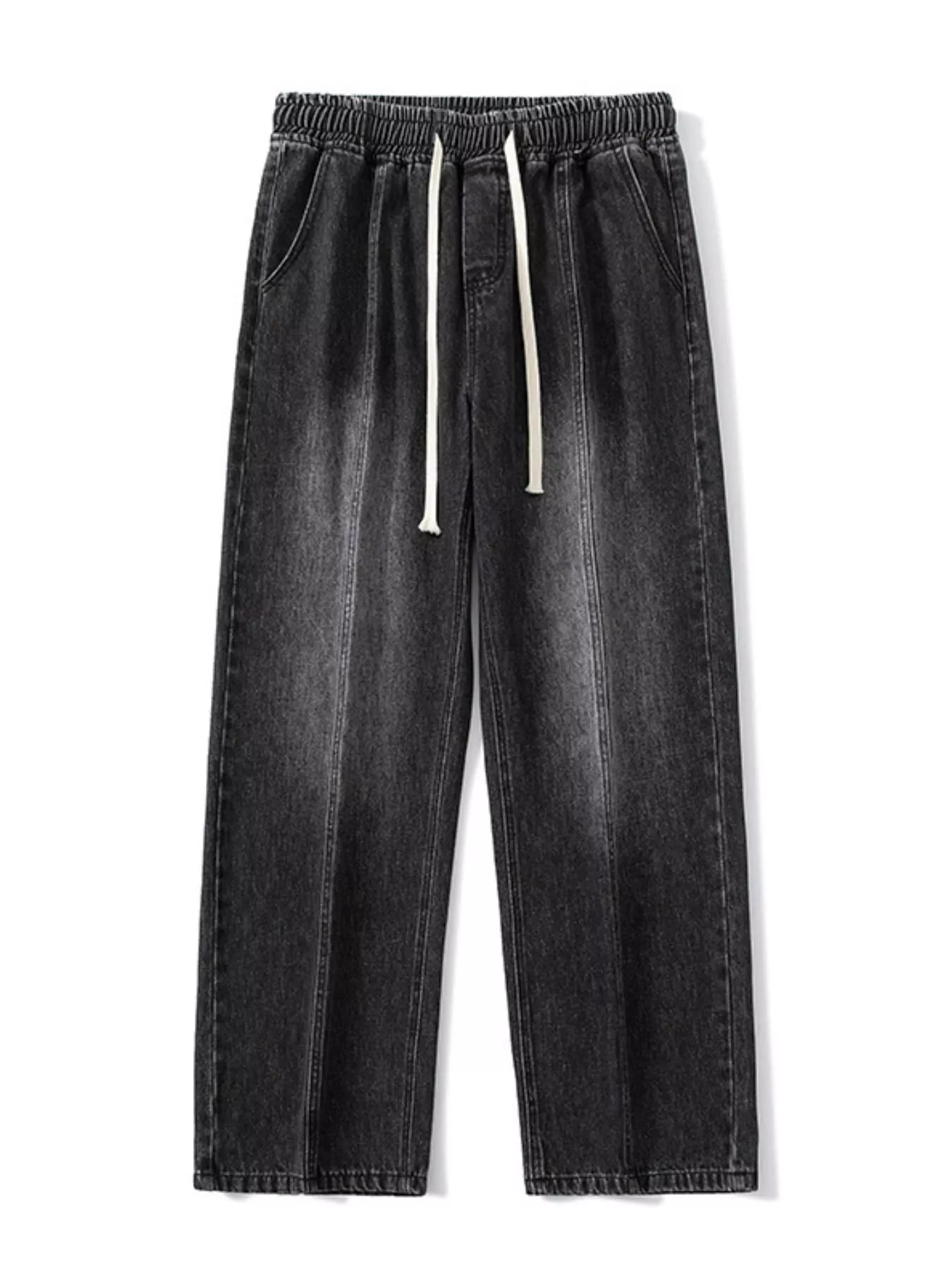 Men's Full Size Relaxed Fit Wide Leg Drawstring Jeans Plus Size