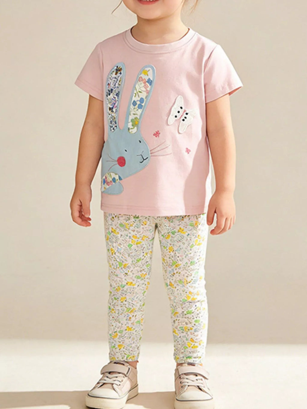 Children's Floral Bunny Top & Pants Set