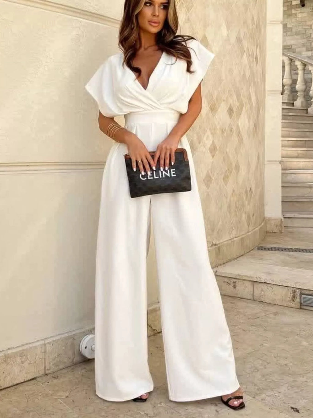Surplice Wide Leg Jumpsuit