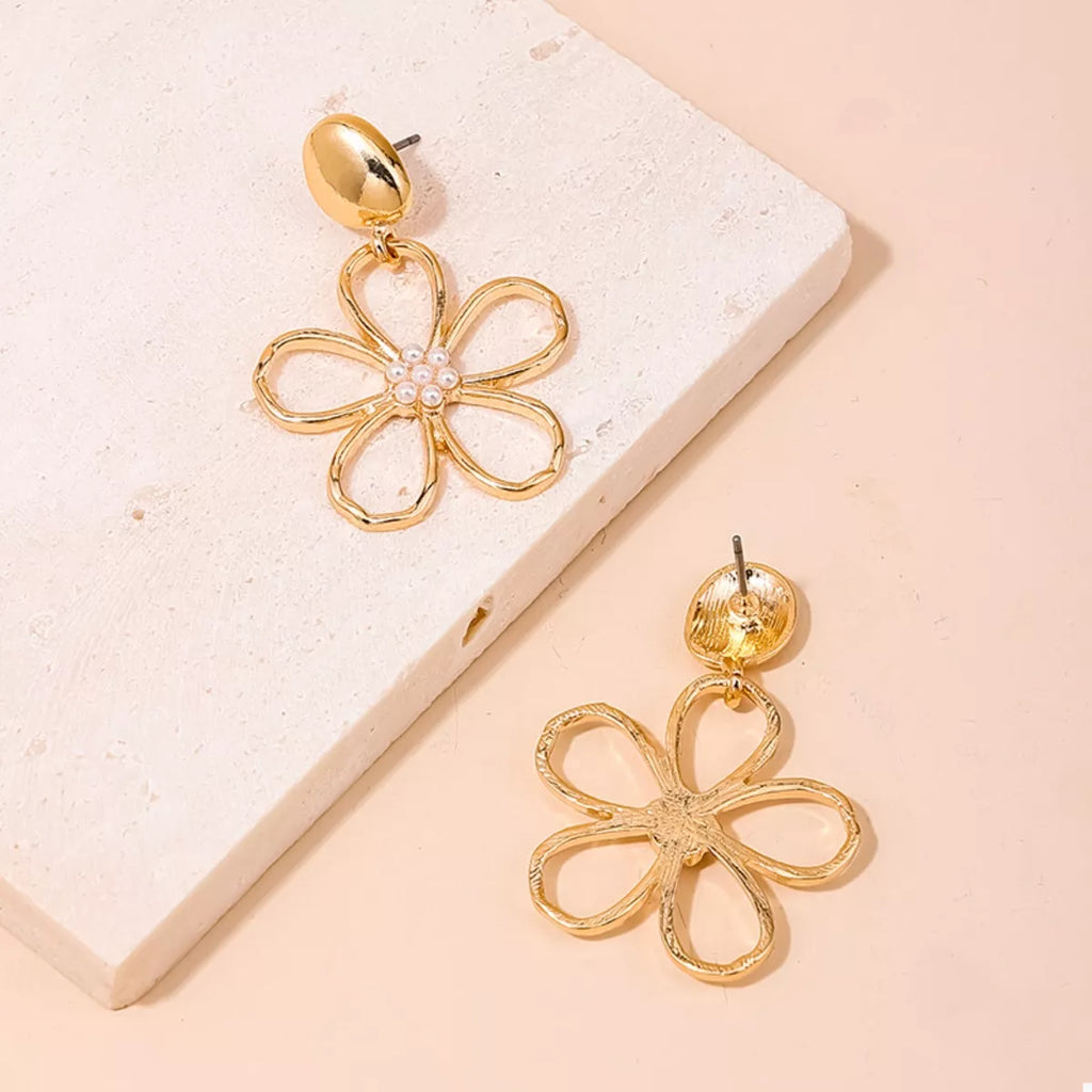 Alloy Flower Drop Earrings