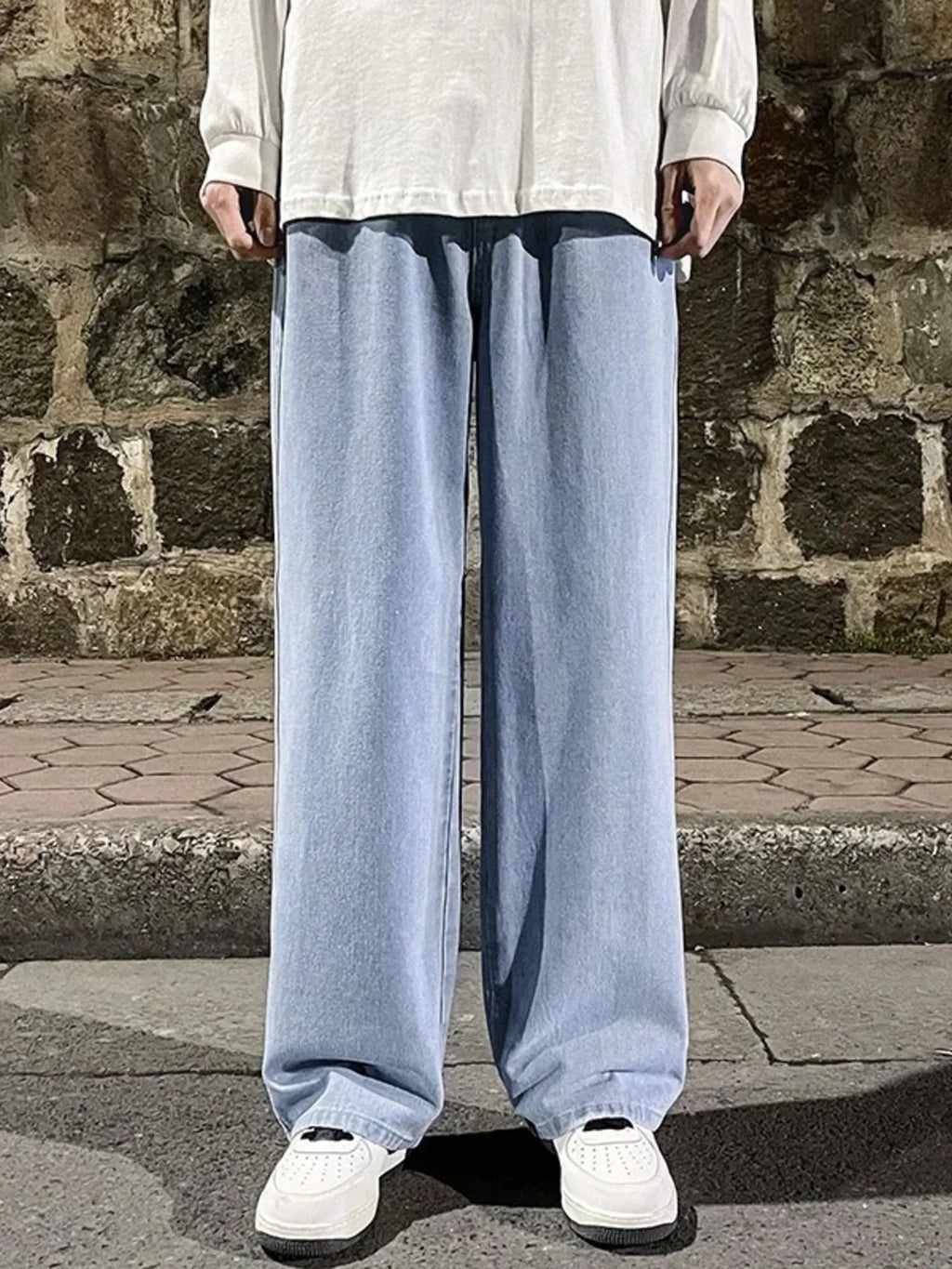 Men's Full Size Drawstring Wide Leg Jeans Plus Size