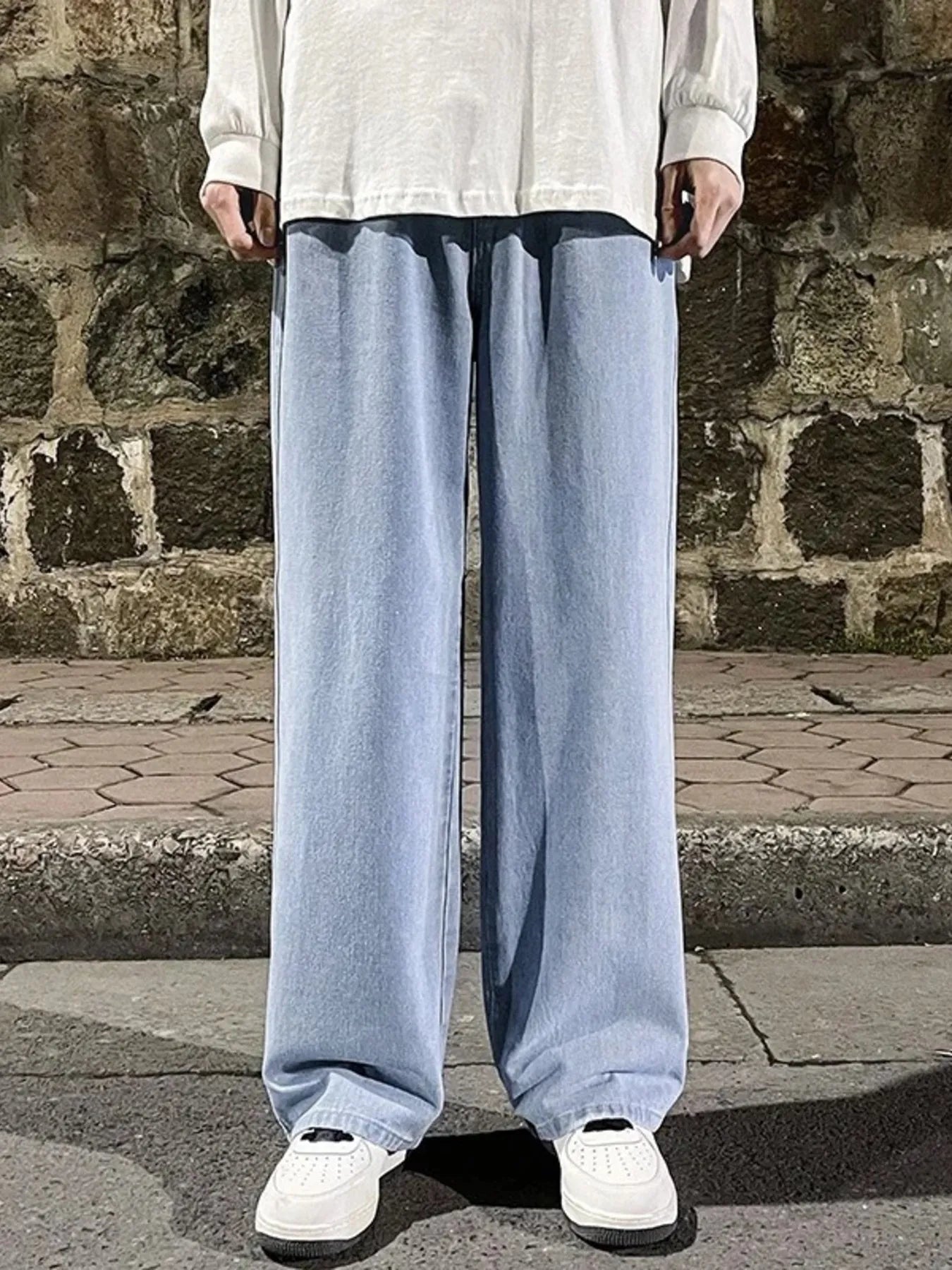 Men's Full Size Drawstring Wide Leg Jeans Plus Size