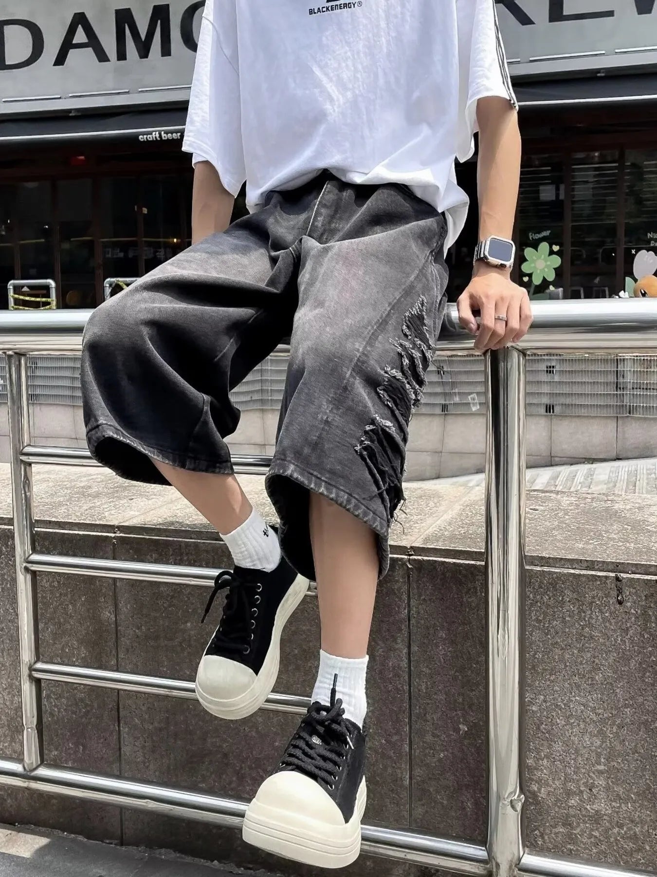 Men's Full Size Wide Leg Denim Shorts Plus Size