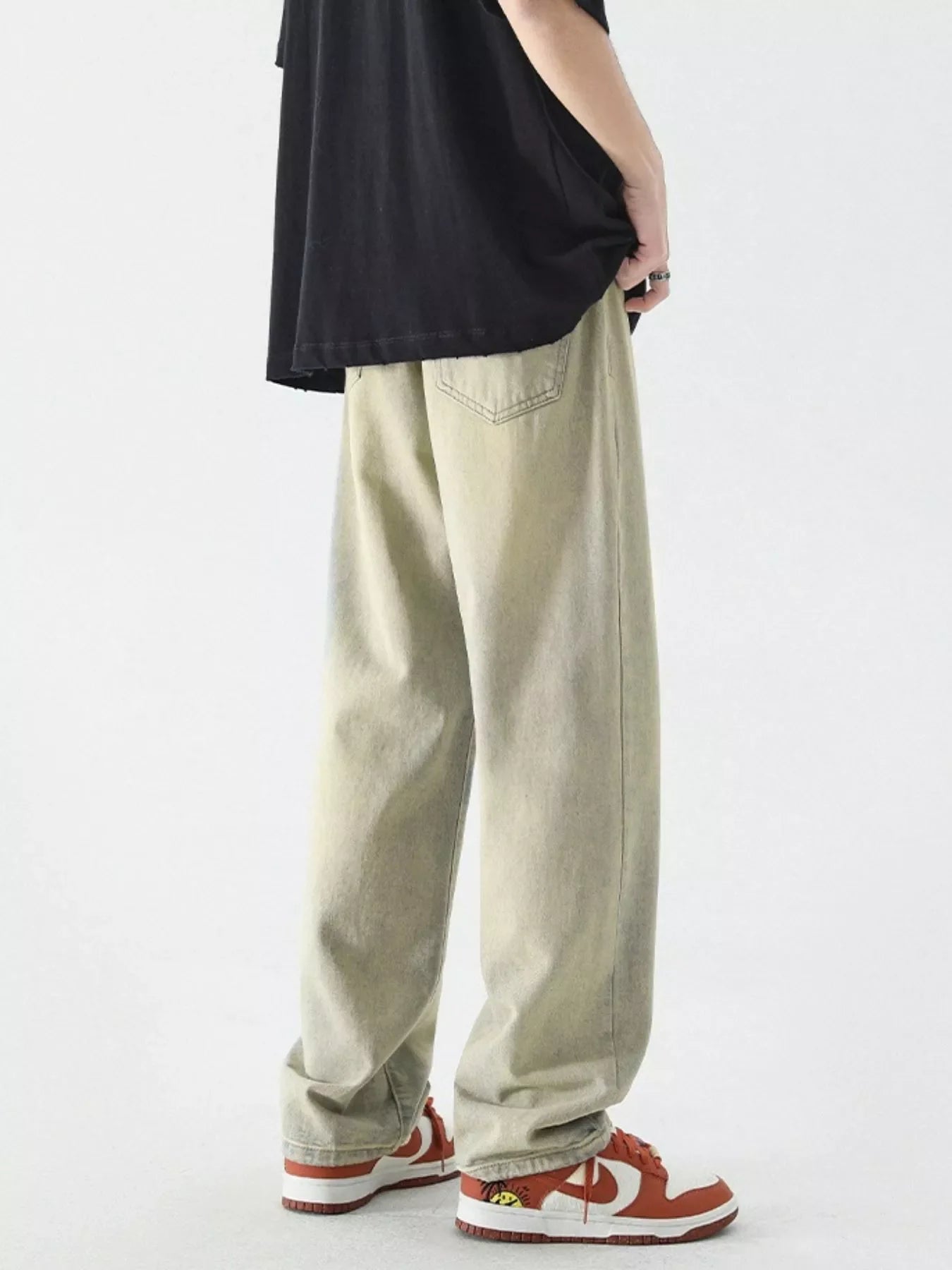 Men's Full Size Vintage Wash Wide Leg Jeans Plus Size