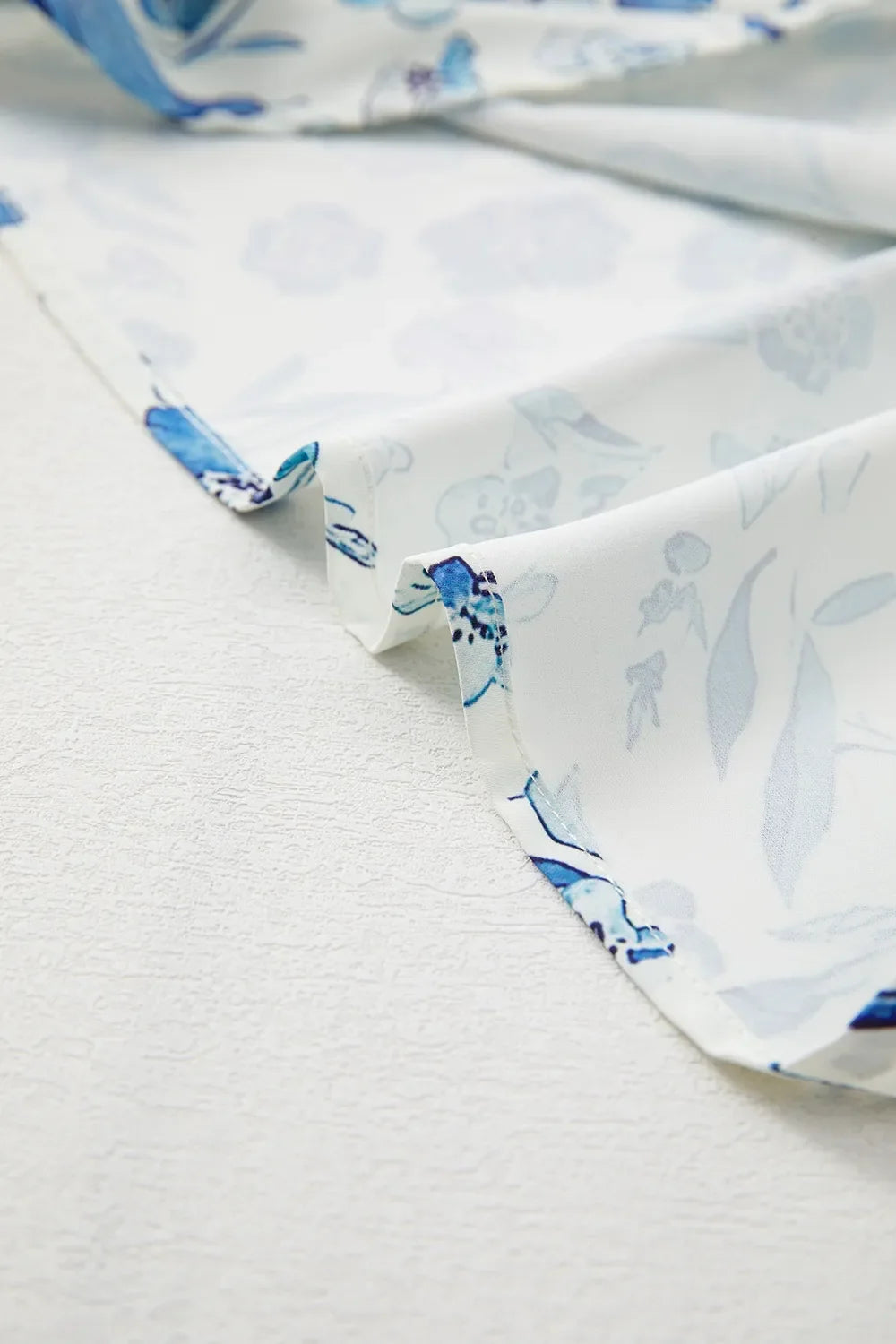 Floral Print Ruffled Short Sleeve Blouse
