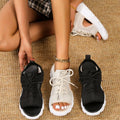 Breathable Mesh Lace-Up Platform Sandals