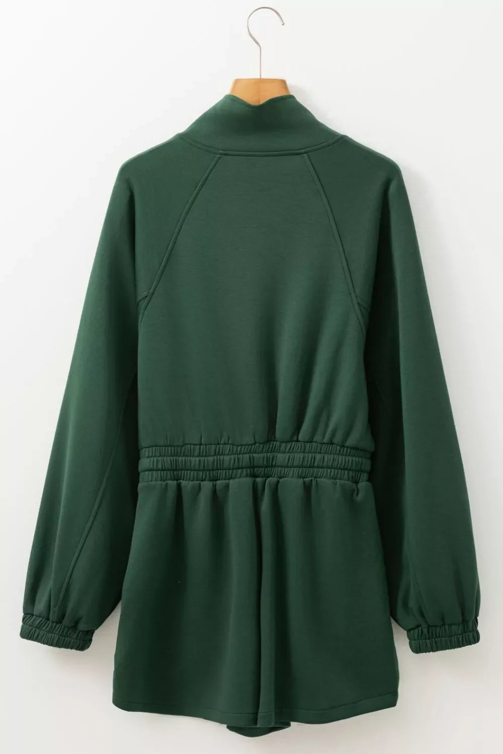Drawstring Half Zip Long Sleeve Romper