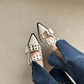 Point Toe Eyelet Buckle Slip-Ons