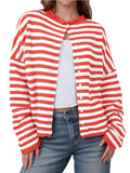 Striped Button-Up Cardigan